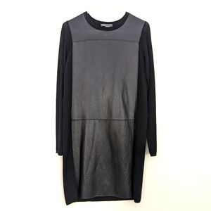 Vince Leather and Wool Knit Dress, Size S